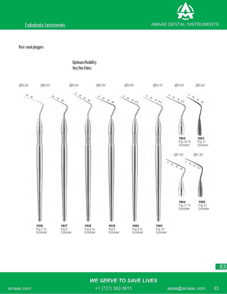 D083 Endodontic instruments optimum flexibility root canal pluggers very fine points scheilder