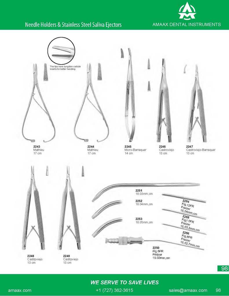 D098 Needle holders saliva ejectors mathieu barraquer castroviejo frazier