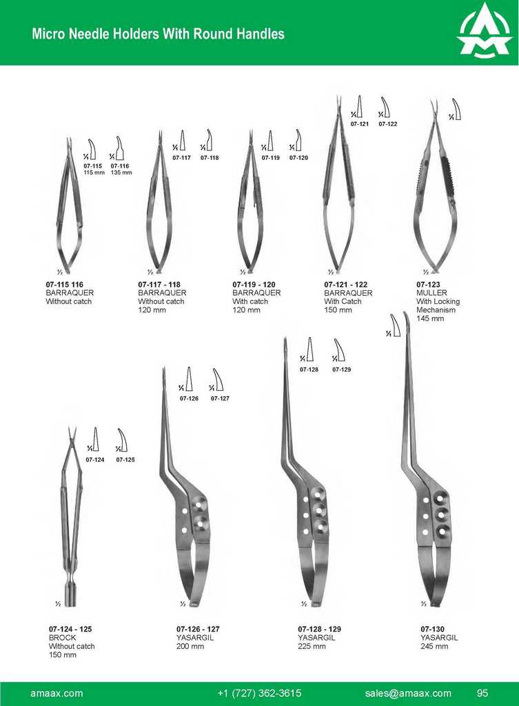 G095 Micro Needle Holders Round Handles Barraquer Muller Brock Yasargil