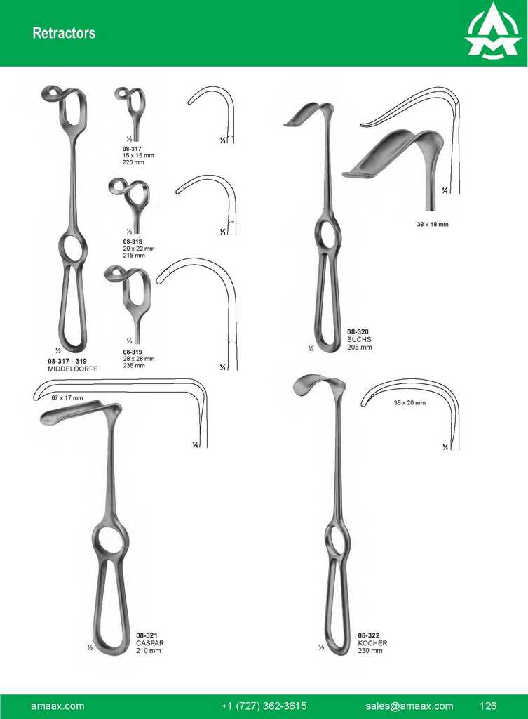 G126 Retractors Buchs Middeldorpf Kocher Caspar
