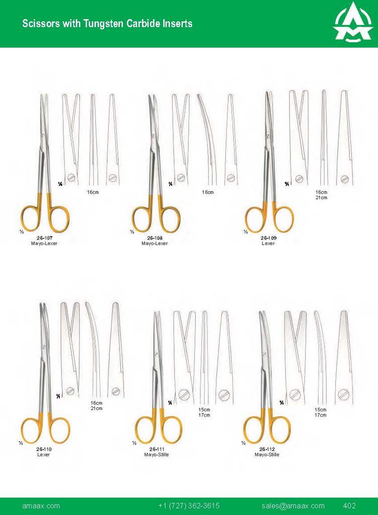 G402 scissors Tungsten Carbide Inserts Mayo Lexer Stille