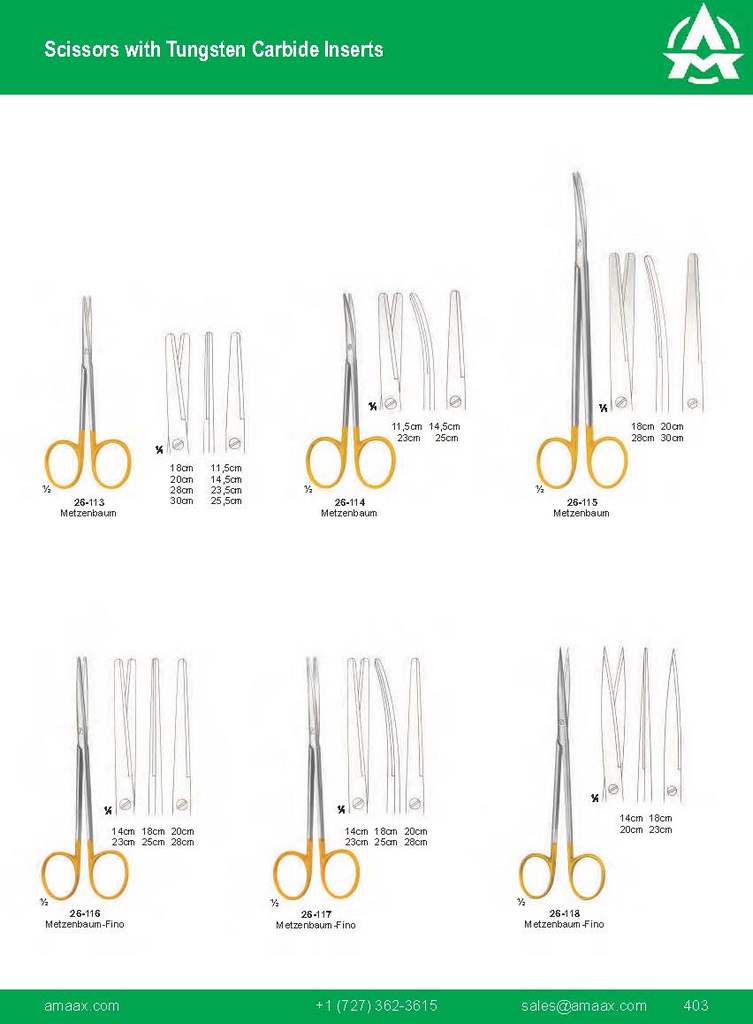 G403 scissors Tungsten Carbide Inserts Metzenbaum Fino