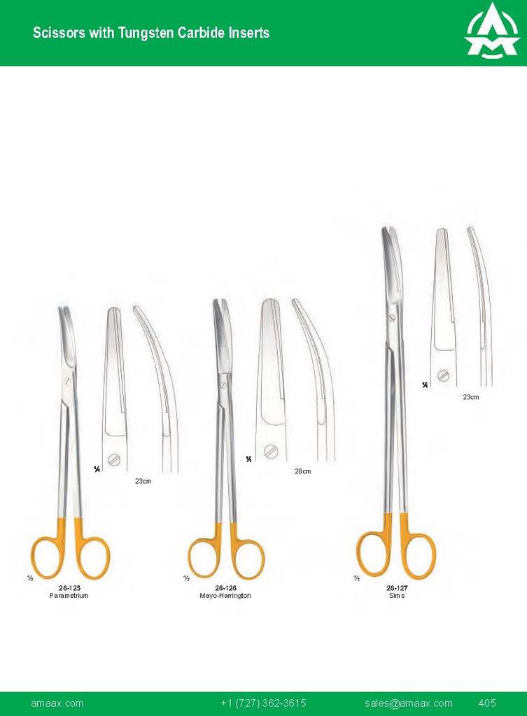 G405 scissors Tungsten Carbide Inserts Parametrium Mayo Harrington Sims